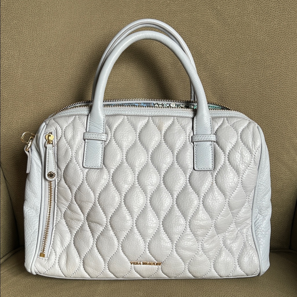 Vera Bradley Quilted Marlo Satchel In Light Gray